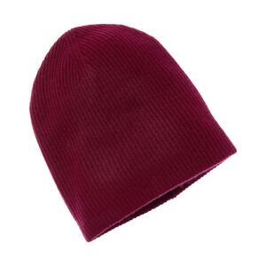 Amicale Cashmere 2 Color Reversible Rib Cashmere Hat, Red